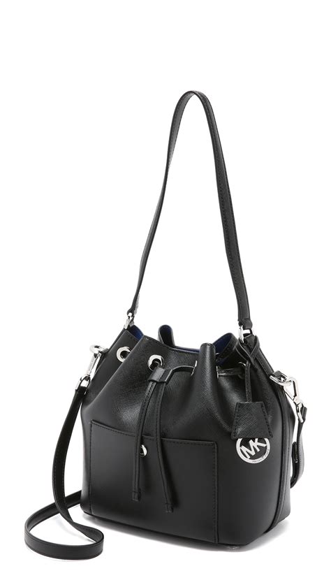 michael kors greenwich black bucket bag|greenwich medium logo shoulder bag.